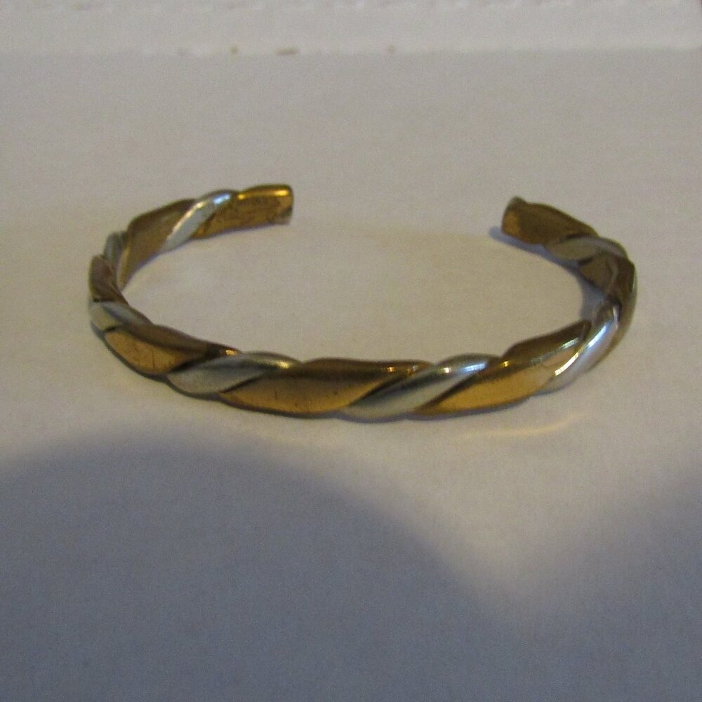 Signed SERGIO LUB FORNA Twisted Copper & Silver CUFF BRACELET 5"